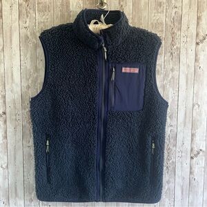 Vineyard Vines Men's Navy Sherpa Fleece Vest Small